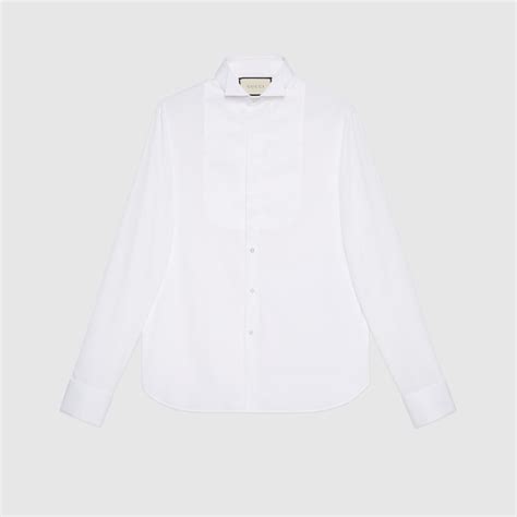 camicia bianca gucci uomo|Camicia con pettorina in cotone in bianco .